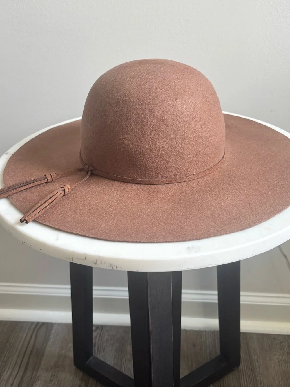 Wool brownWide-Brim Tassel Felt Hat